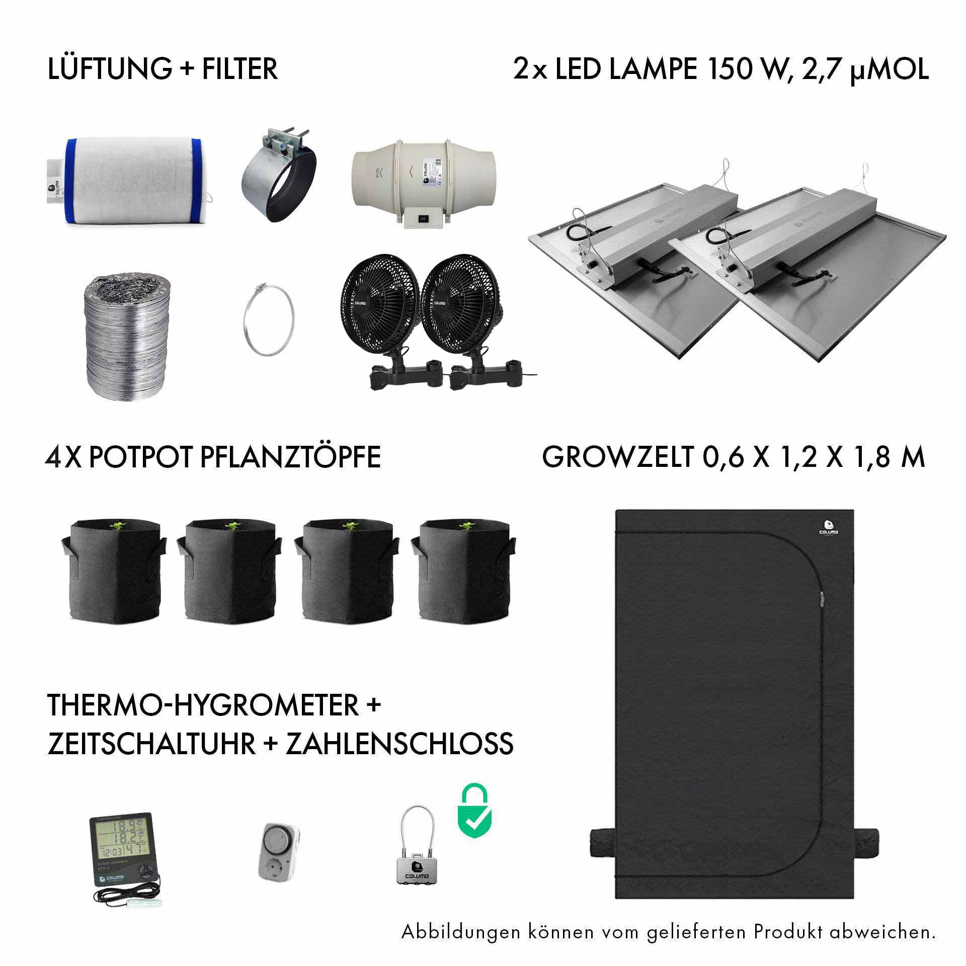 Caluma Set Ambient - 3 Plants Plus 60 x 120 cm, 2 x 150 W Caluma Set Ambient - 3 Plants Plus 60 x 120 cm, 2 x 150 W